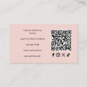 Roze Script Sociale Icon QR Code Foto Make-up Visitekaartje (Achterkant)