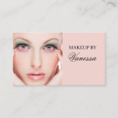 Roze Script Sociale Icon QR Code Foto Make-up Visitekaartje (Voorkant)