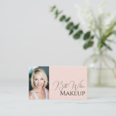 Roze Script Sociale Icon QR Code Foto Make-up Visitekaartje (Staand voorkant)