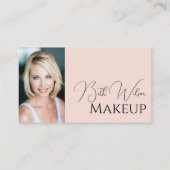 Roze Script Sociale Icon QR Code Foto Make-up Visitekaartje (Voorkant)