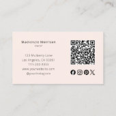 Roze Script Sociale Icon QR Code Foto Make-up Visitekaartje (Achterkant)