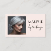 Roze Script Sociale Icon QR Code Foto Make-up Visitekaartje (Voorkant)