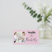 Roze Script Sociale Icon QR Code Foto Nagels Visitekaartje (Staand voorkant)
