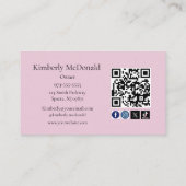 Roze Script Sociale Icon QR Code Foto Nagels Visitekaartje (Achterkant)