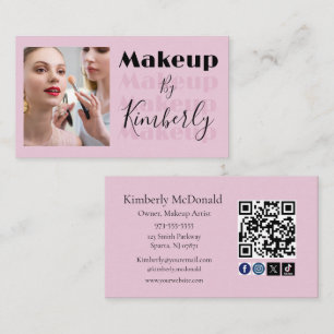 Roze Script Sociale Icon QR Code Foto Visitekaartje
