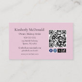 Roze Script Sociale Icon QR Code Foto Visitekaartje (Achterkant)