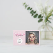 Roze Script Sociale Icon QR Code Make-up Visitekaartje (Staand voorkant)