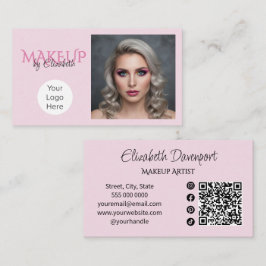 Roze Script Sociale Icon QR Code Make-up Visitekaartje