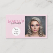 Roze Script Sociale Icon QR Code Make-up Visitekaartje (Voorkant)