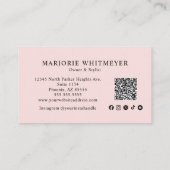 Roze Script Sociale Icoon QR Code Foto Make-up Visitekaartje (Achterkant)