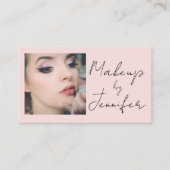 Roze Script Sociale Icoon QR Code Foto Make-up Visitekaartje (Voorkant)