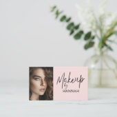 Roze Script Sociale Icoon QR Code Foto Make-up Visitekaartje (Staand voorkant)