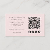 Roze Script Sociale Icoon QR Code Foto Make-up Visitekaartje (Achterkant)