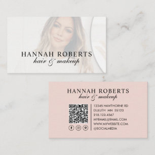 Roze Script Sociale QR Code Foto Haar Make-up Visitekaartje