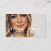 Roze Script Sociale QR Code Foto Haar Make-up Visitekaartje (Voorkant)