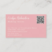 Roze Script Sociale QR Code Foto Make-up Visitekaartje (Achterkant)