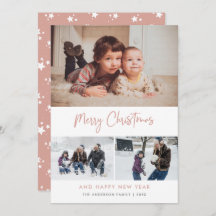 Roze Script Stars Kerstmis 3 Foto Collage