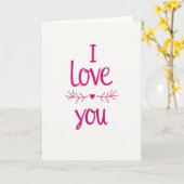 Roze Script Takel Hart Ik Hou Van Jou Kaart (Gele Bloem)