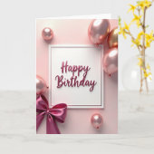 Roze Script Verjaardagskaart Kaart (Gele Bloem)