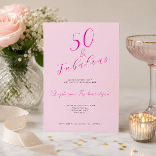Roze Script Vijftig en Fabulous 50e Verjaardagsfee Kaart