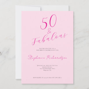 Roze Script Vijftig en Fabulous 50e Verjaardagsfee Kaart