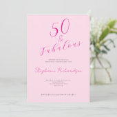 Roze Script Vijftig en Fabulous 50e Verjaardagsfee Kaart (Staand voorkant)