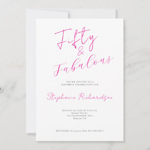 Roze Script Vijftig en Fabulous 50ste verjaardagsf Kaart