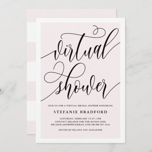 roze Script virtuele Shower | VRIJGEZELLENFEEST Kaart (Voorkant / Achterkant)