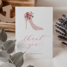 Roze Script-Vrijgezellenfeest Bedankkaart