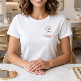 Roze Script Werknemersnaam Zakelijk Logo Salon T-shirt