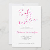 Roze Script Zestig en Fabulous 60e Verjaardagsfees Kaart (Voorkant)