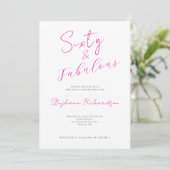 Roze Script Zestig en Fabulous 60e Verjaardagsfees Kaart (Staand voorkant)