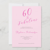 Roze Script Zestig en Fabulous 60e Verjaardagsfees Kaart (Voorkant)
