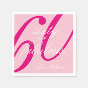Roze Script Zestig en Fabulous 60ste verjaardagsfe Servet