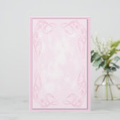 Roze Scroll Briefpapier (Staand voorkant)