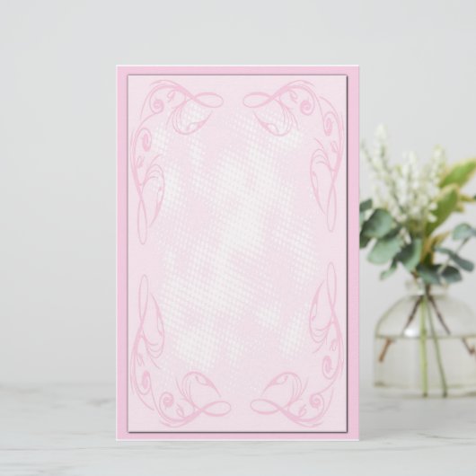 Roze Scroll Briefpapier (Staand voorkant)