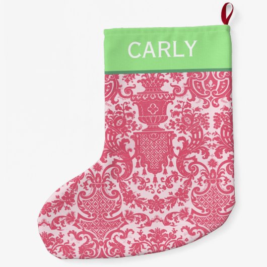 Roze Scroll Pattern Grote Kerstsok (Achterkant)