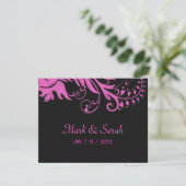Roze scroller Fern II RSVP Kaartje (Staand voorkant)