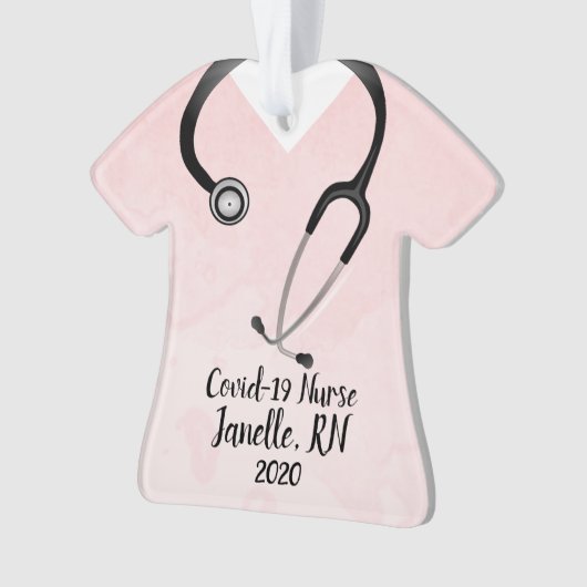 Roze Scrub Top Nurse 2020 Ornament (voorkant)