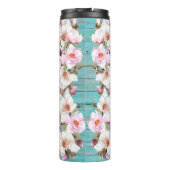 Roze scrubs met bloemontwerp en stethoscoop thermosbeker (Achterkant)