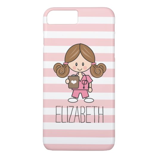 Roze scrubs Zuurzame iPhone 7 Plus Hoesje Brunette (Achterkant)