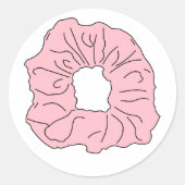 Roze scrunchie ronde sticker (Voorkant)