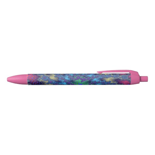 Roze Seafoam Burst Zwarte Inkt Pen (Bovenkant)