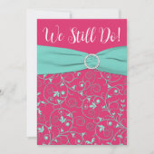 Roze, Seafoam Green Swirls Jubileum Invitation Kaart (Voorkant)