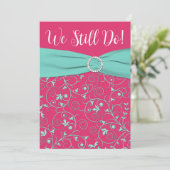 Roze, Seafoam Green Swirls Jubileum Invitation Kaart (Staand voorkant)