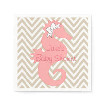 Roze Seahorse Beach thema Baby shower servetten