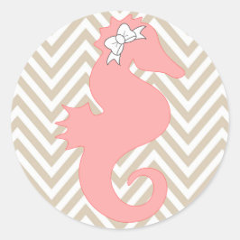Roze Seahorse Beach Thema Baby shower Sticker