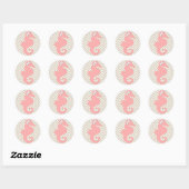 Roze Seahorse Beach Thema Baby shower Sticker (Vel)