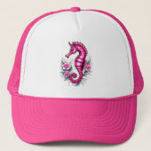 Roze Seahorse Trucker Hat Pet (Voorkant)