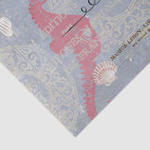 Roze Seahorse Zee Shell Blauw Frans Decoupage Idee Tissuepapier (Detail)